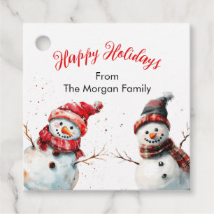 Festive Snowman Happy Holidays Favour Tags