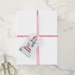 Festive snowman holiday gift tag