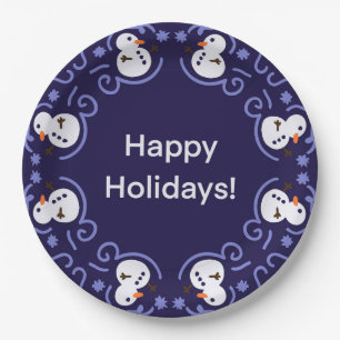 Festive Snowman  Paper Plate