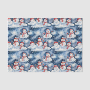 Festive Snowman Pattern in Watercolor Tissue Paper