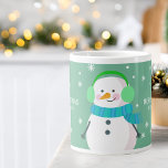 Festive Snowman Snowflake Merry Christmas New Year Large Coffee Mug<br><div class="desc">Beautifully design mug features a snowman with snowflakes with words "Merry Christmas & Happy New Year. Makes a great gift or stocking stuffer. Email me @ JMR_Designs@yahoo.com if you need assistance or have any special requests.</div>