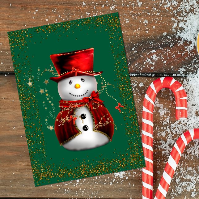 Festive Snowman Sparkle Christmas  Card (Festive Snowman Sparkle Christmas Card by the Olde Christmas Shoppe)
