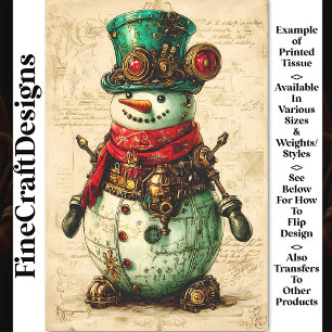Festive Snowman Steampunk Vibe BL1 Decoupage Tissue Paper