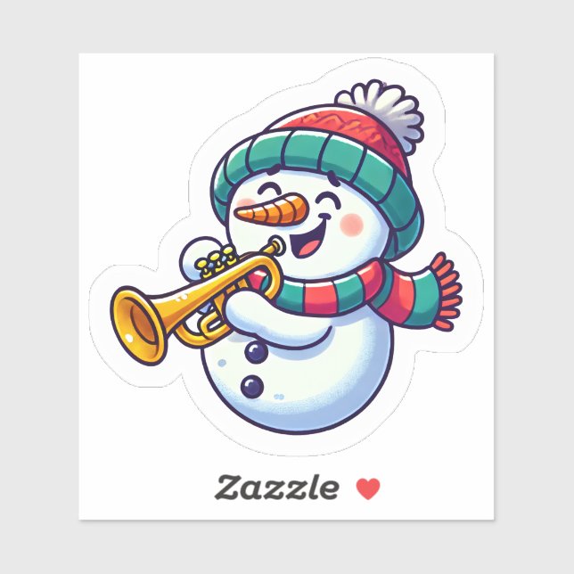 Festive Snowman Trumpeting Cheerfully (Sheet)