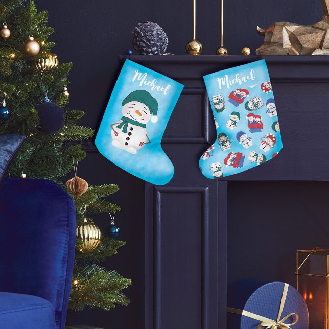Festive Snowmen Holiday Christmas Large Christmas Stocking (Creator Uploaded)