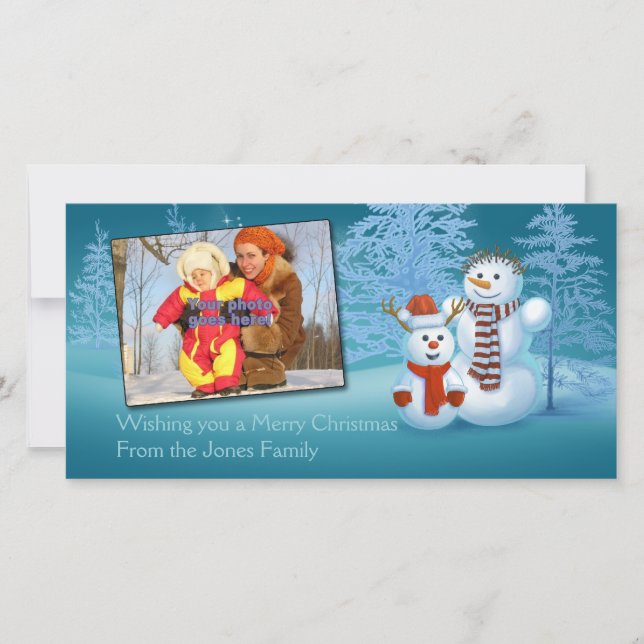 Festive Snowmen Photo Card (Front)