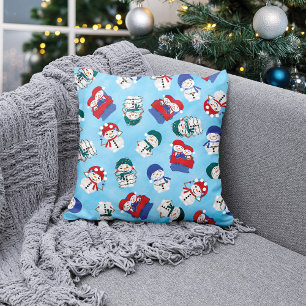 Festive Snowmen Watercolor Christmas Pattern Cushion