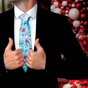 Festive Snowmen Watercolor Christmas Pattern Tie