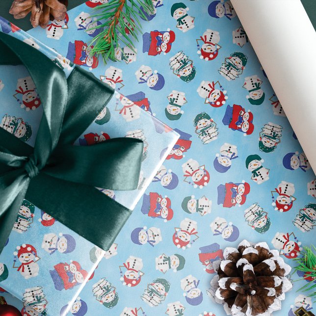 Festive Snowmen Watercolor Christmas Pattern Wrapping Paper (Creator Uploaded)