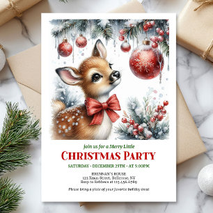 Festive snowy forest baby deer Christmas invite 
