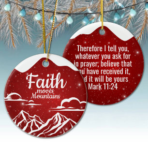 Festive Snowy Motivational Biblical Text ⛪️ 🎄 Ceramic Tree Decoration