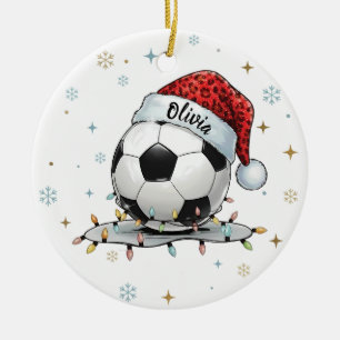 Festive Soccer Ball Holiday Design  Ceramic Tree Decoration