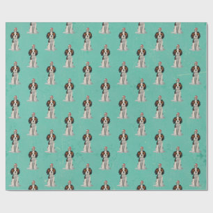 FESTIVE SPANIEL & OWL Wrapping Paper