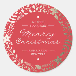 Festive Sparkling Florals   Holiday Sticker