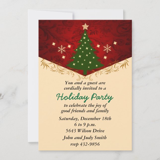 Festive Sparkling Tree Christmas Party Invitation (Front)