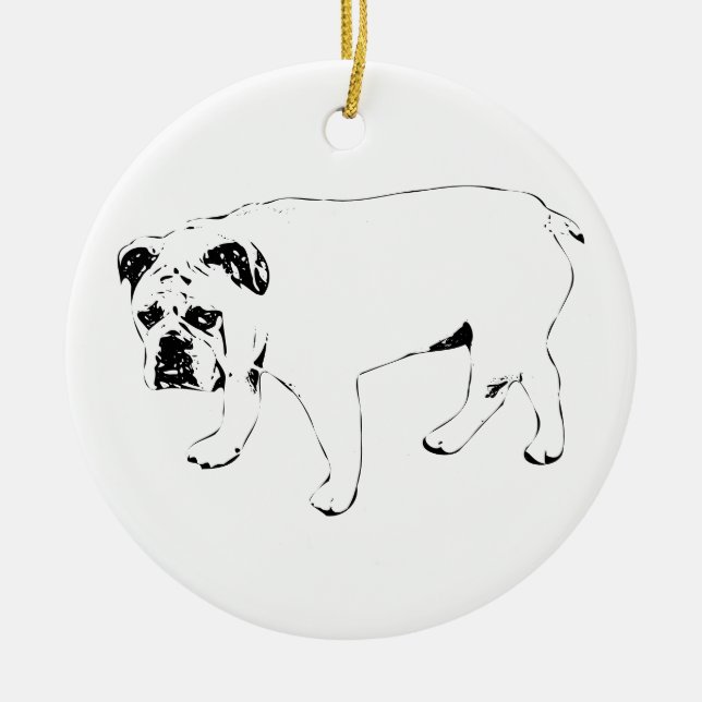 Festive Spirit, Bulldog Tree Charm Ceramic Tree Decoration (Front)