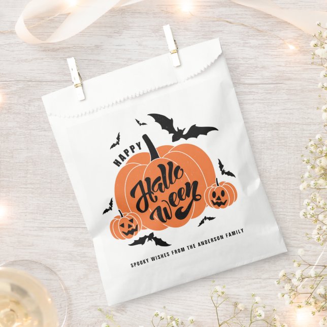Festive Spooky Pumpkins Halloween Party Favour Bags (Clipped)