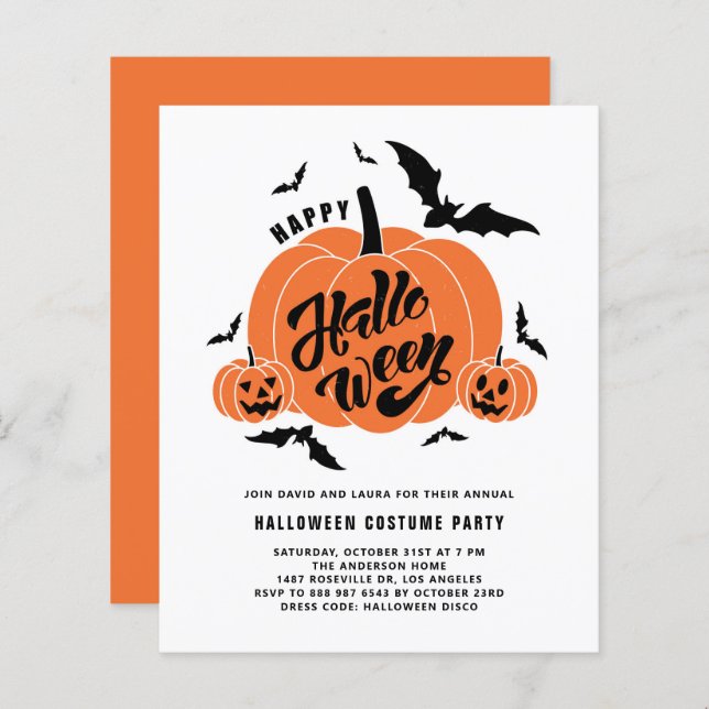 Festive Spooky Pumpkins Halloween Party Invitation (Front/Back)