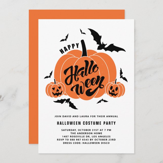 Festive Spooky Pumpkins Halloween Party Invitation (Front/Back)