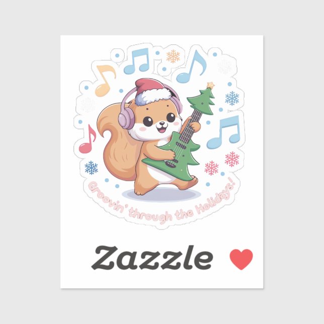 Festive Squirrel Playing Guitar Surrounded by Snow (Sheet)