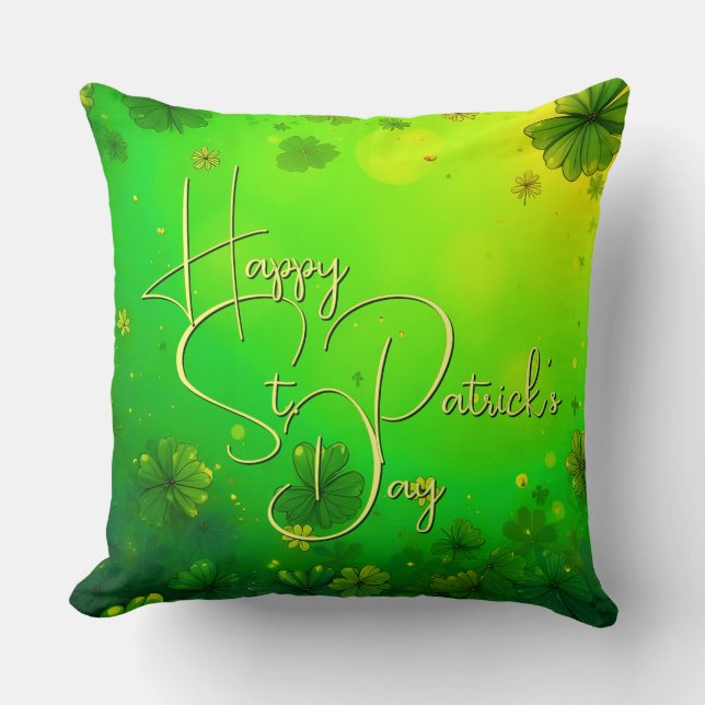 Festive St. Patrick’s Day Greetings Cushion (Front)