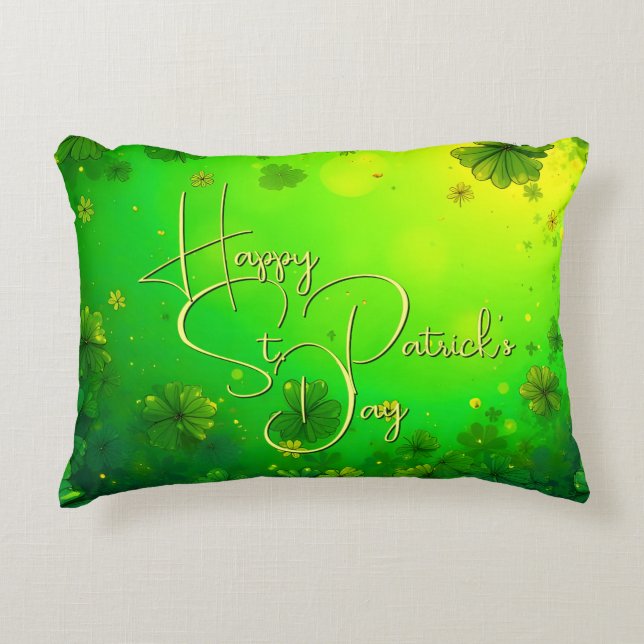 Festive St. Patrick’s Day Greetings Decorative Cushion (Front)