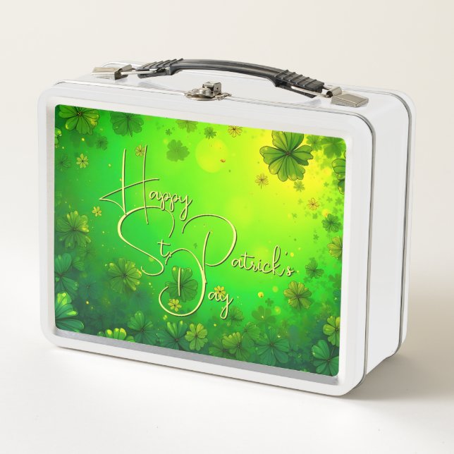 Festive St. Patrick’s Day Greetings Metal Lunch Box (Front)