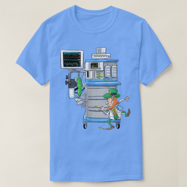 Festive St Patricks Day Leprechaun Anaesthesia Mac T-Shirt (Design Front)