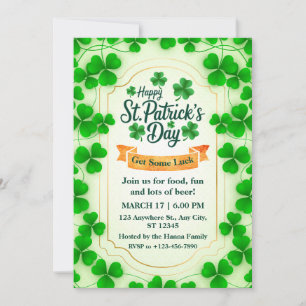 Festive St. Patrick's Day Party I Shamrock Border Invitation