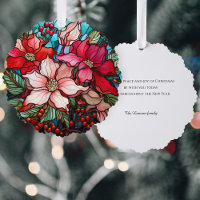 Festive Stained Glass Christmas Poinsettias