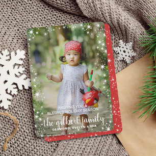 Festive Star Border Christmas Holiday Photo Card