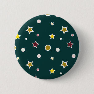 Festive Star Pattern on Dark Teal 6 Cm Round Badge