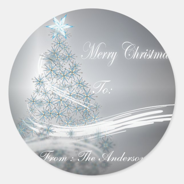 festive Star xmas evergreen Christmas Tree Classic Round Sticker (Front)
