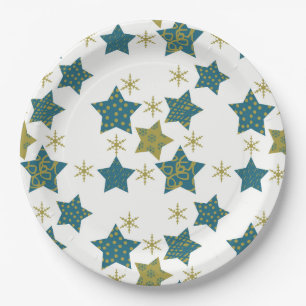 Festive starry pattern paper plate
