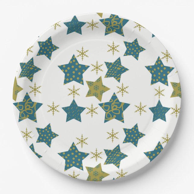 Festive starry pattern paper plate (Front)