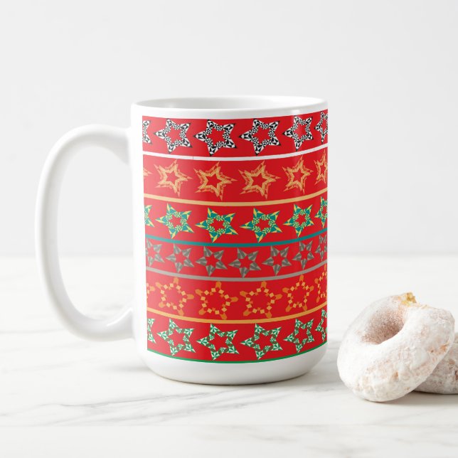 Festive Stars Classic Mug – (With Donut)