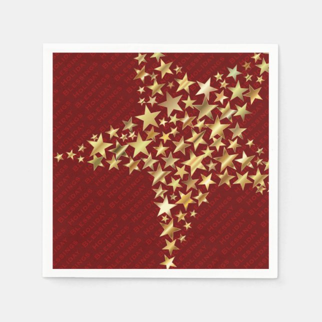 FESTIVE STARS Holiday Blessings Party Paper Napkin (Front)
