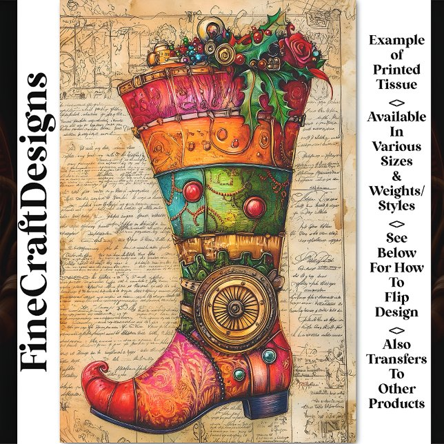 Festive Stocking Steampunk Vibe BL4 Decoupage Tissue Paper (Creator Uploaded)