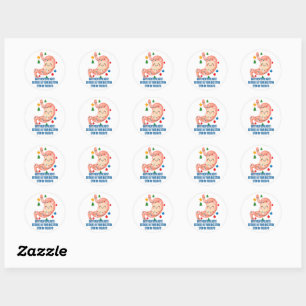Festive Stomach Cartoon for Holiday Gastro Heroes Classic Round Sticker