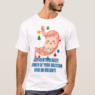 Festive Stomach Cartoon for Holiday Gastro Heroes T-Shirt