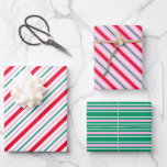 Festive Stripe Christmas Wrapping Paper<br><div class="desc">This bright festive holiday gift wrapping paper features a bright retro Christmas stripe design. The background colour can be customised.</div>