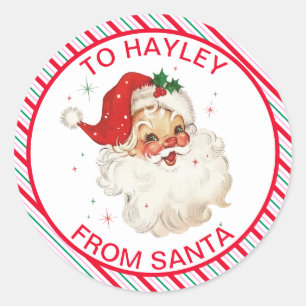 Festive Stripe From Santa Gift Classic Round Sticker