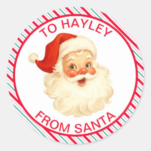 Festive Stripe From Santa Gift Classic Round Sticker
