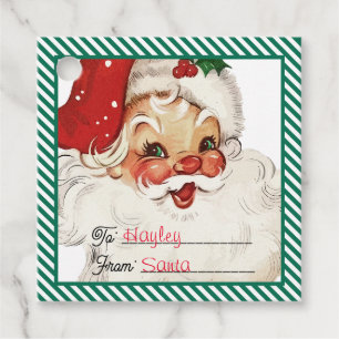 Festive Stripe Green From Santa Gift Favour Tags