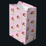Festive Stripe Pink Retro Santa Christmas Medium Gift Bag<br><div class="desc">This bright festive holiday gift bag features a bright Christmas stripe design with a retro Santa. The background colour can be customised.</div>