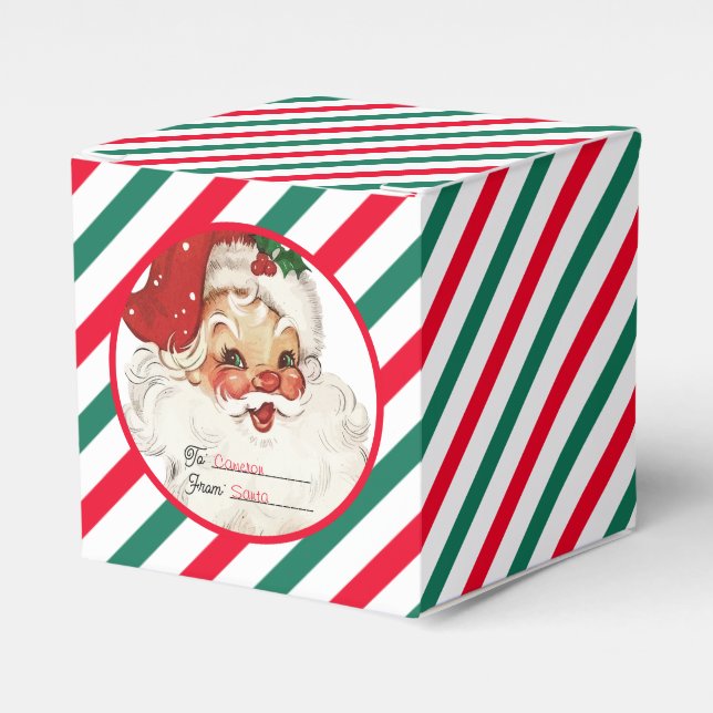 Festive Stripe Red Green From Santa Gift Favour Box (Front Side)