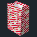 Festive Stripe Red Retro Santa Christmas Medium Gift Bag<br><div class="desc">This bright festive holiday gift bag features a bright Christmas stripe design with a retro Santa. The background colour can be customised.</div>