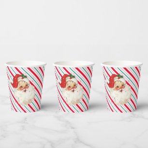 Festive Stripe Retro Santa Paper Cups