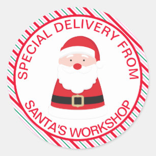 Festive Stripe Special Delivery From Santa Classic Round Sticker