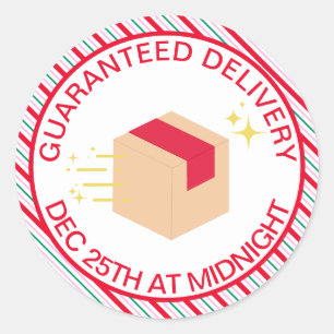 Festive Stripe Special Delivery Santa's Workshop Classic Round Sticker